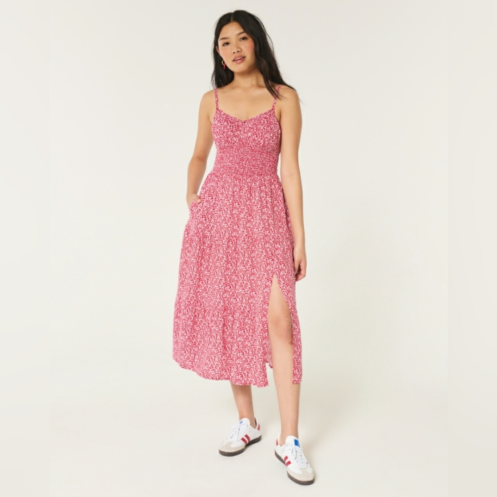 Hollister red floral dress XXS tall